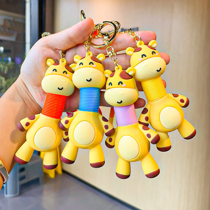 Wholesale Cartoon Doll Telescopic Neck Giraffe Silicone Keychain